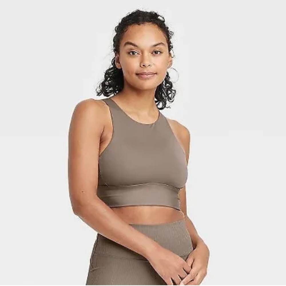 🆕All In Motion Light Support Brushed Sculpt High Neck Longline Sports Bra Sz XS